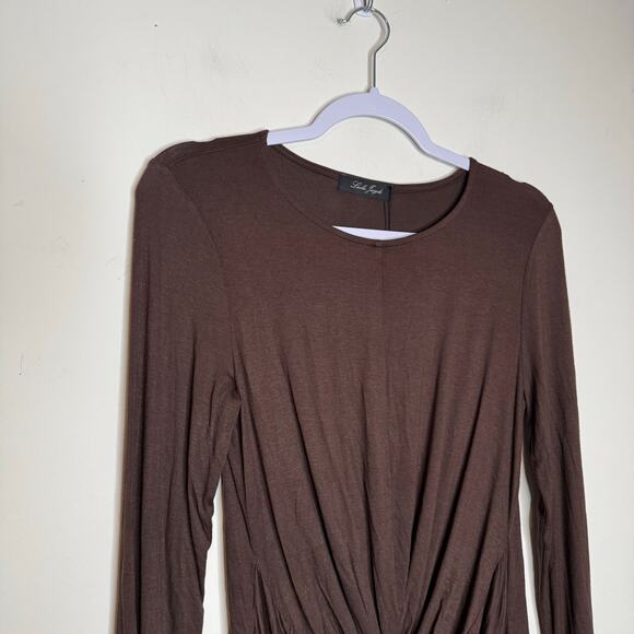 Laila Jayde Women’s Twist Front Long Sleeve Top Brown Pullover NWT Size 1 - Picture 3 of 9